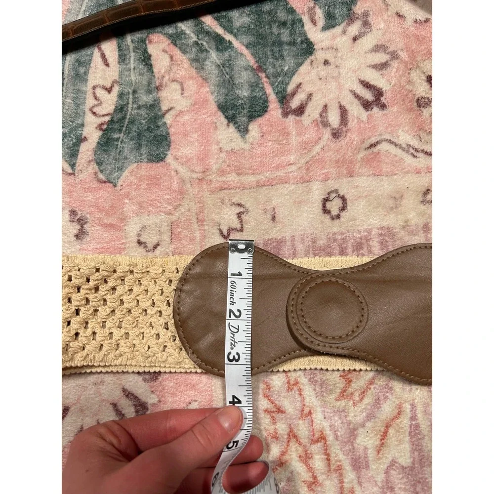 Crochet Boho Belt‎ Brown Faux Leather Bow Boho Beige Festival Beach